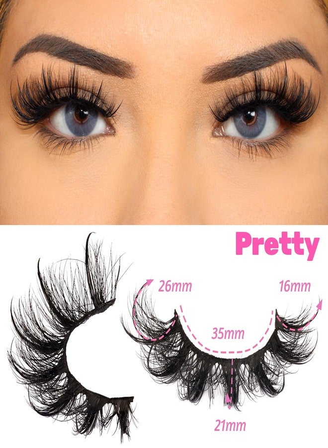 Veleasha Mink Lashes Spiky Cat Eye Lashes Dramatic Eyelashes Fluffy 7 Pairs Manga Lashes 16-26mm Wet Long False Eyelashes 3D Lashes Look Like Eyelash Extensions (D Curl - Pretty) - Image 2